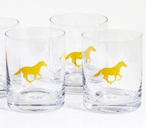 Rocks Glass/ Horse Set Of Four