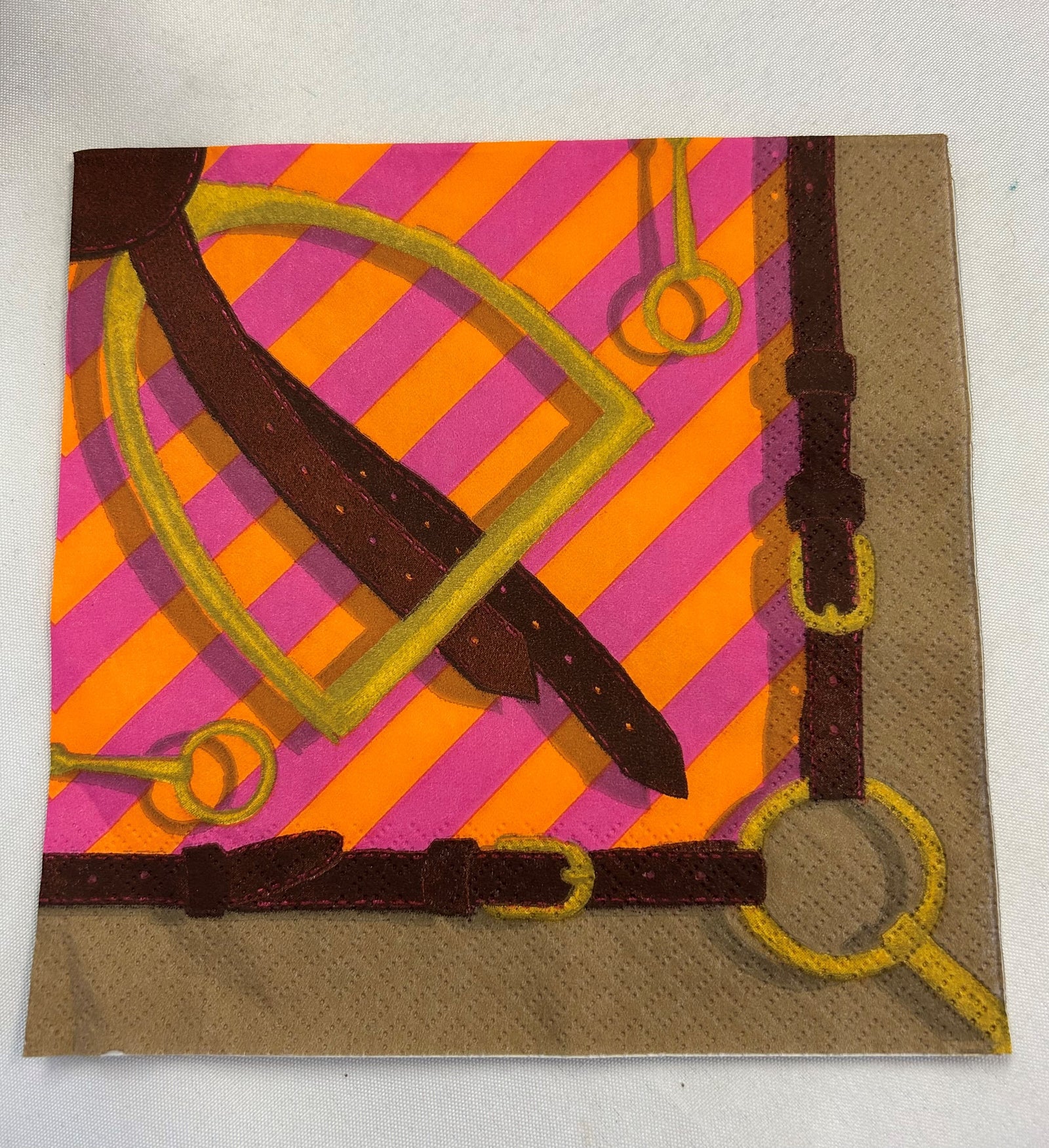 Stirrup And Silks Fushia/Orange Napkin Cocktail