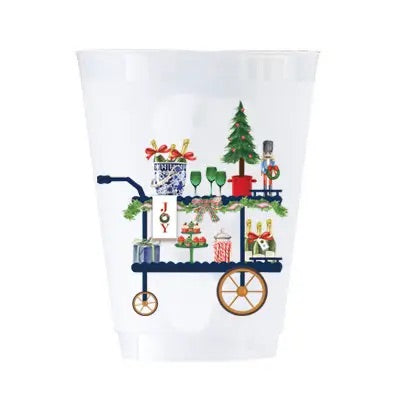 16 oz Shatterproof Cups | Set of 8 | Christmas Bar Cart