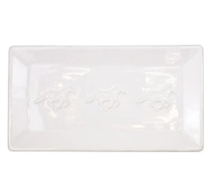 Horse Embossed Rectangle Platter White 12x6.5