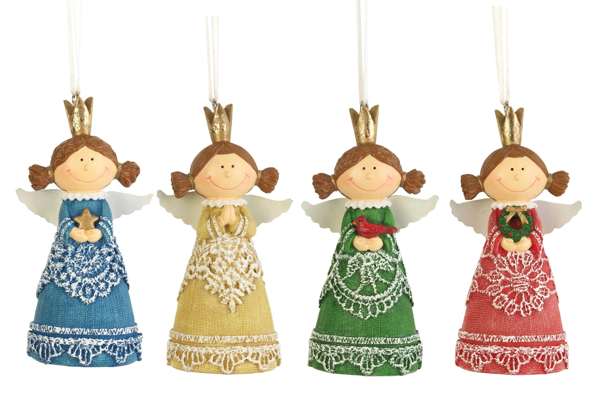 ANGEL ORNAMENT RESIN 4 ASSORTED 3.5"H