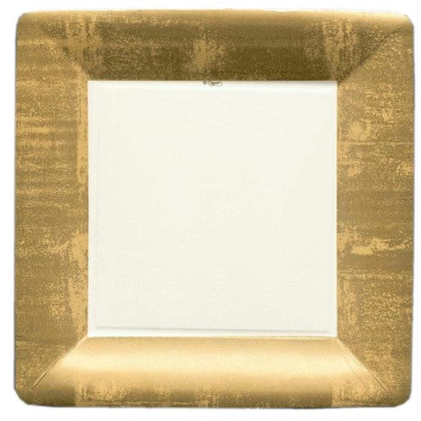 Gold and ivory square dinner plate