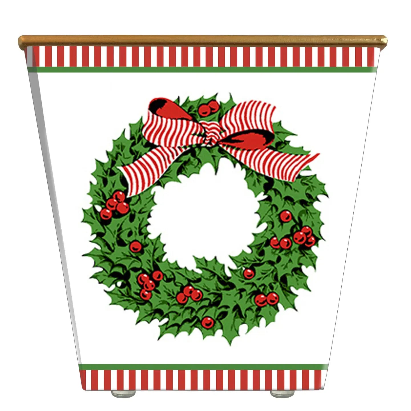 WHH Holly Wreath: Cachepot Container Only - Multicolor / White Large