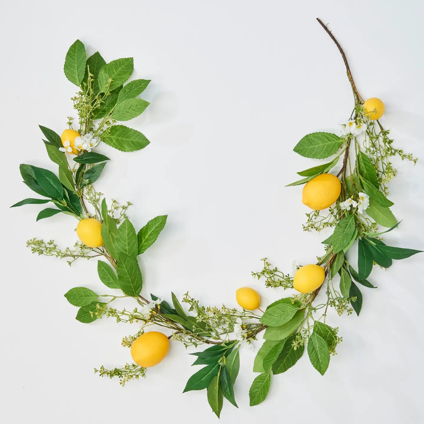 63" Lemon, Green Leaves And White Flowers Garland