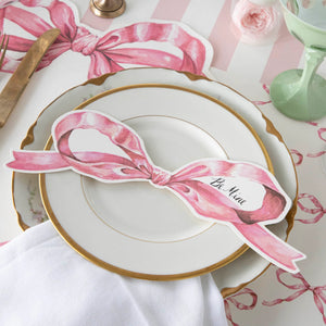 Pink bow table accent