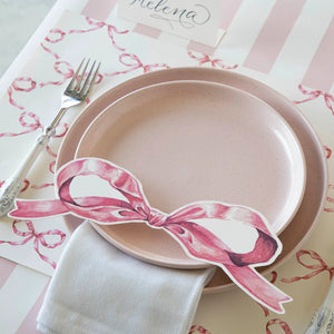 Pink bow lattice placemat pad of 24