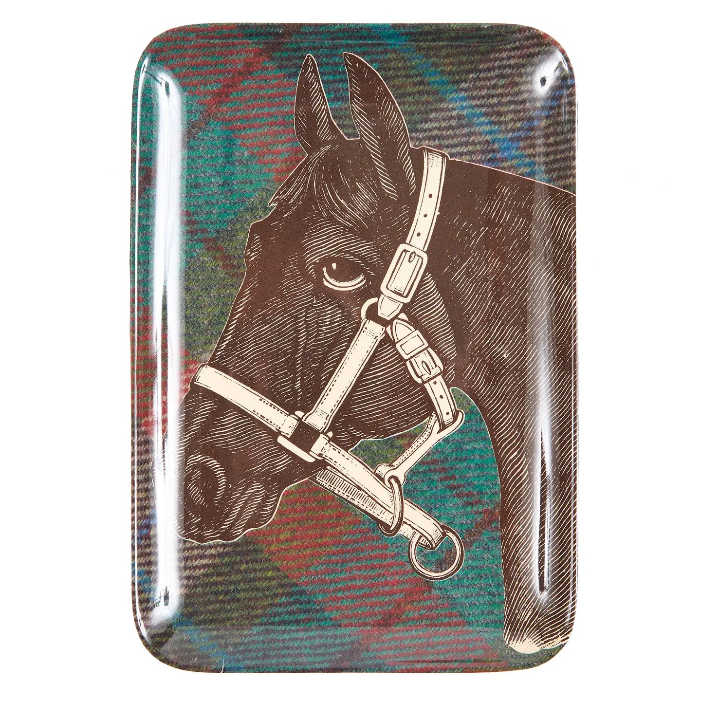 Horse Equus Tweed Dresser Tray Full Head