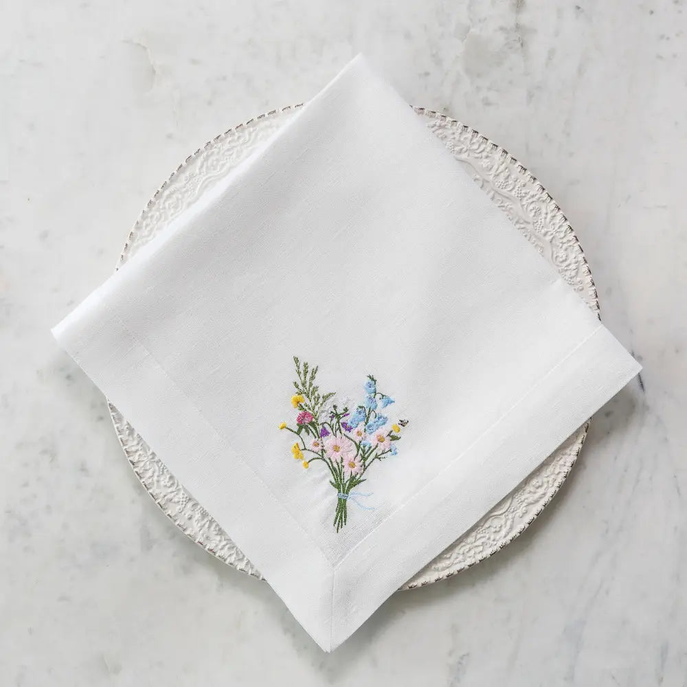Wildflower Bouquet Large Napkin - White (Multi)