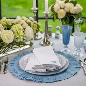 Hydrangea Washed Linen Napkin Set - White