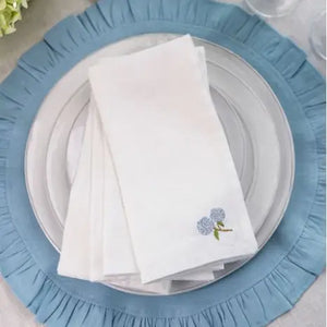 Hydrangea Washed Linen Napkin Set - White