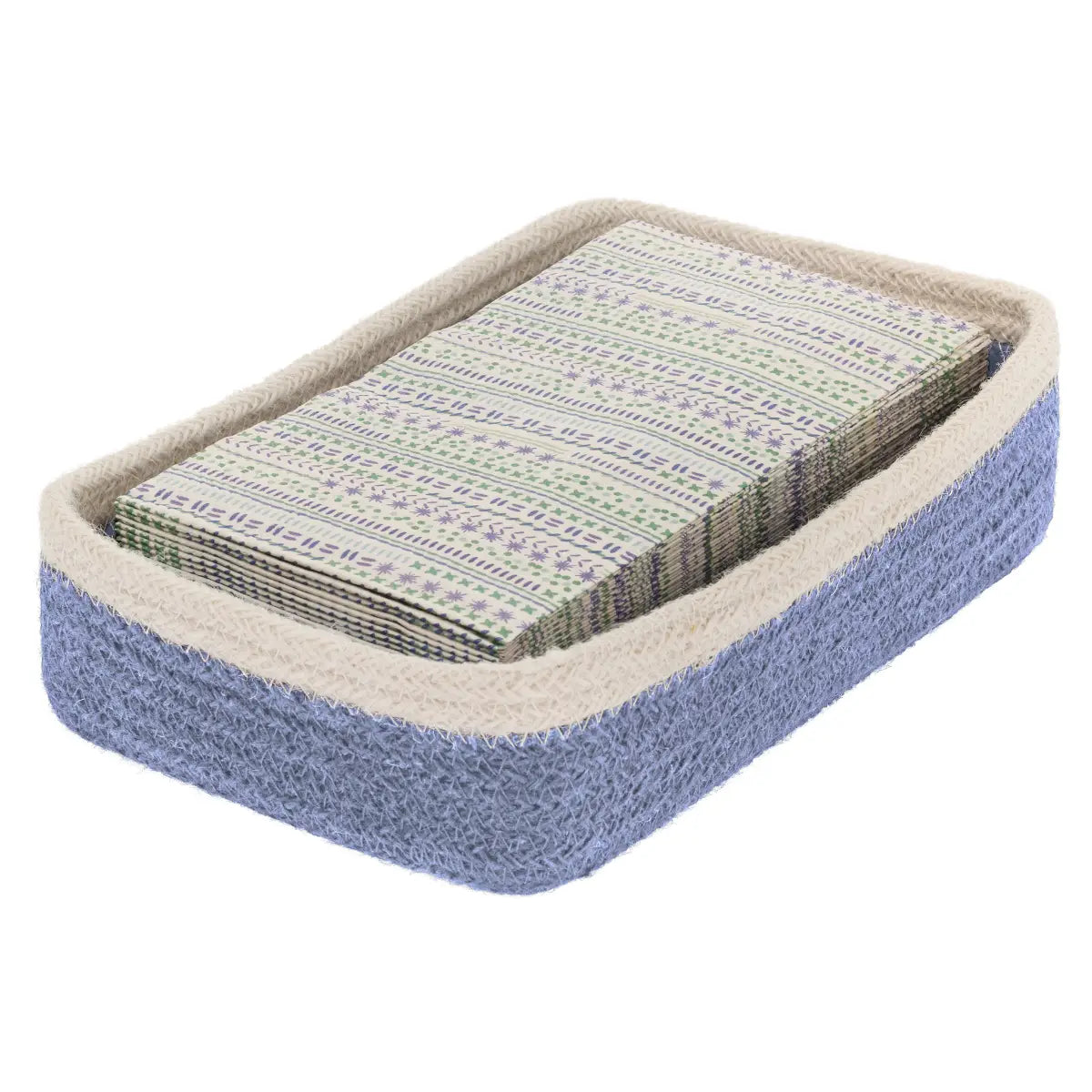 9.5" Sky Blue Jute Guest Towel Napkin Caddy