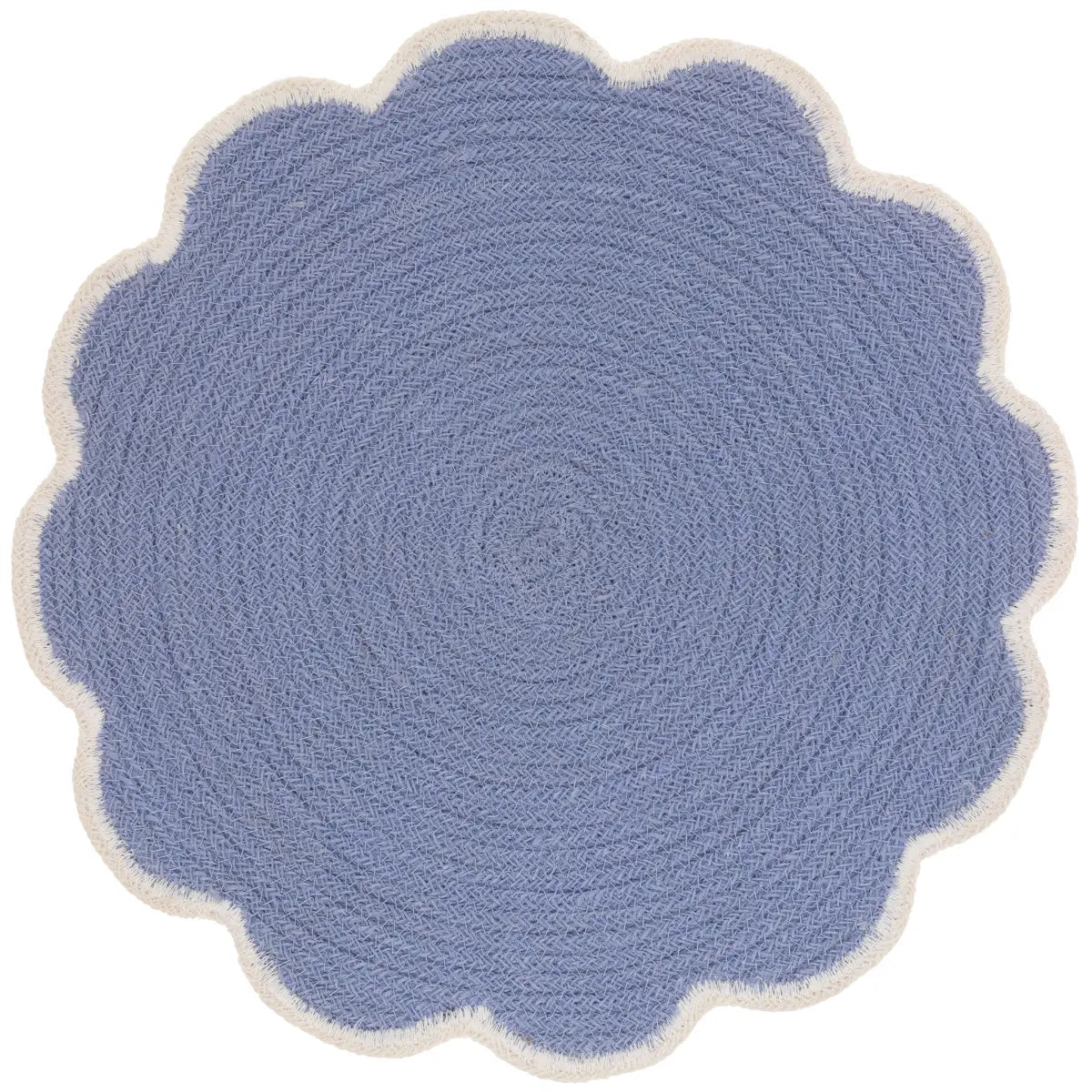 15" Dia Sky Blue Scalloped Jute Placemat