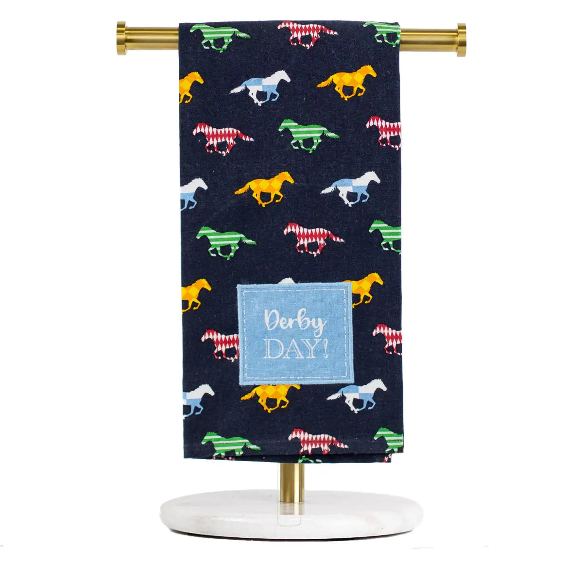 Derby Day Hand Towel   Navy/Multi   20x28