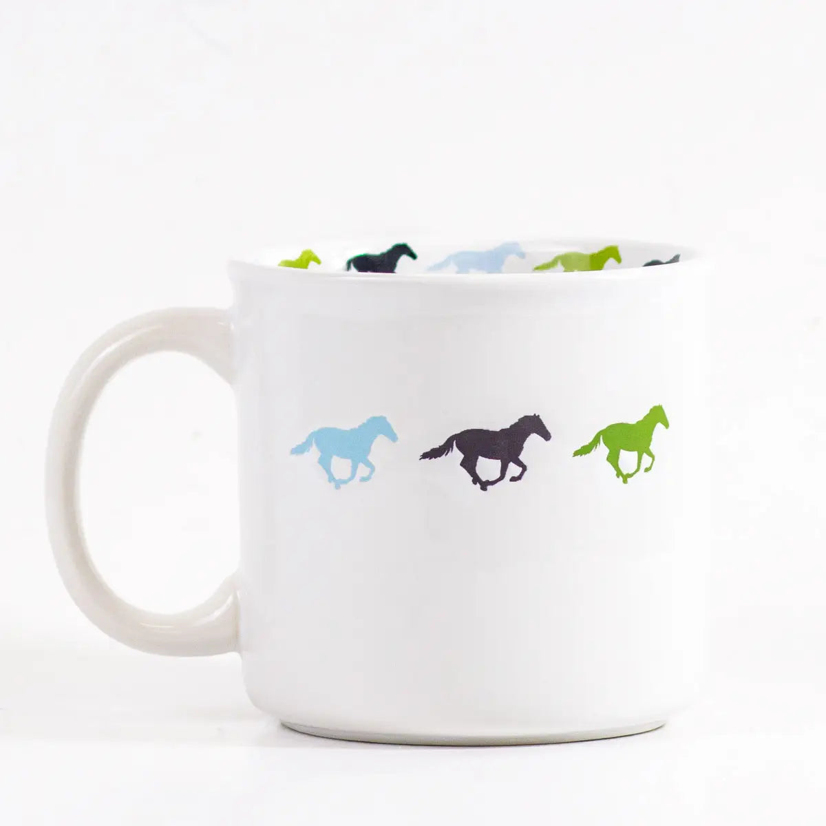 Off to the Races Coffee Mug White/Navy/Green/Blue 14oz