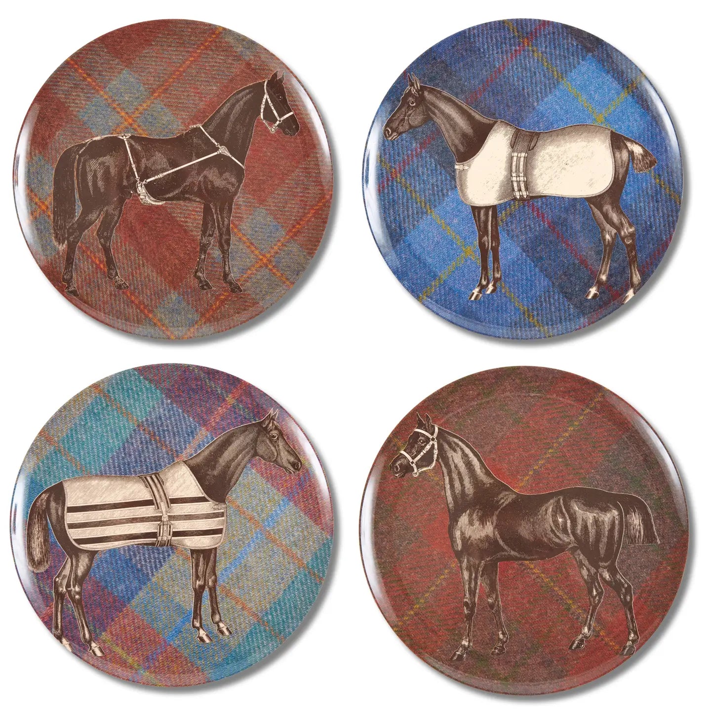 Horse Equus Tweed Side Plates Set of 4