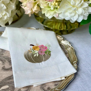 Floral Pumpkin Towel - White