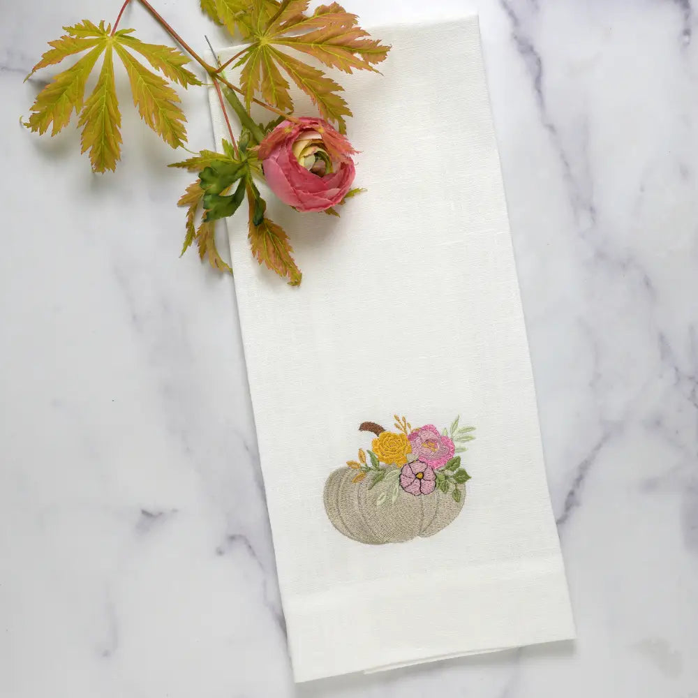 Floral Pumpkin Towel - White