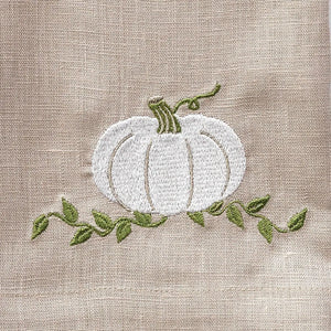 Pumpkin Linen Towel - Soft Flax (White/Green)