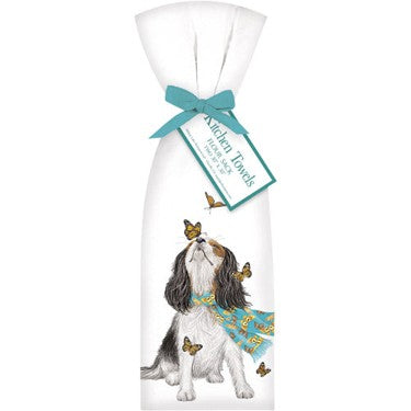 Kitchen Towel with puppy and butterflies
