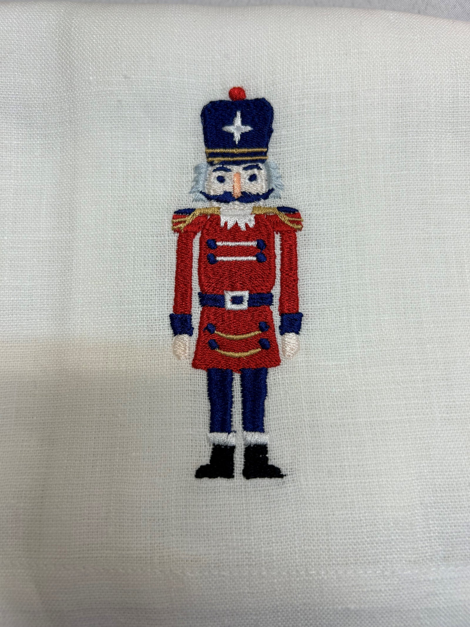 Embroidered Nutcracker Linen Kitchen Towel