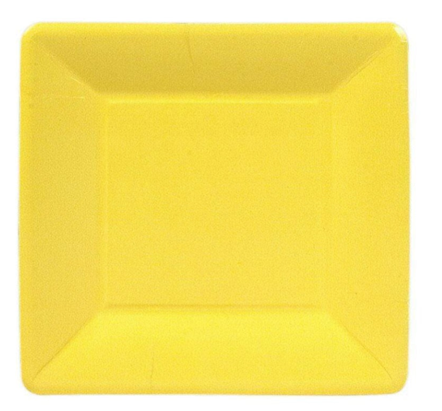 Grosgrain Border Yellow Square Salad/Dessert Plates