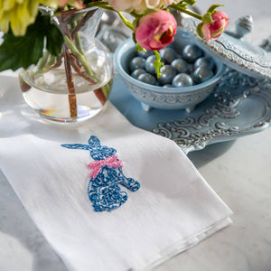 Toile Bunny Linen Towel - Easter
