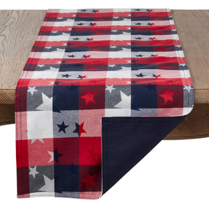 Americana Checkered Runner: Multi / 16"x108"