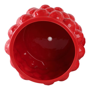 Decorative Planter - Red Ceramic Strawberry Flower, 8 in.
