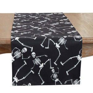 Spooky Skeletons Table Runner: Black / 16"x72"