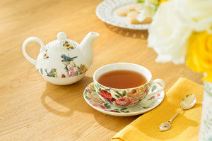 Yellow Rose Garden Fine Porcelain Tea For One Set