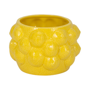 Planter Pot - Yellow Ceramic Solid Lemons Flower, 7 in.