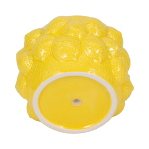 Planter Pot - Yellow Ceramic Solid Lemons Flower, 7 in.
