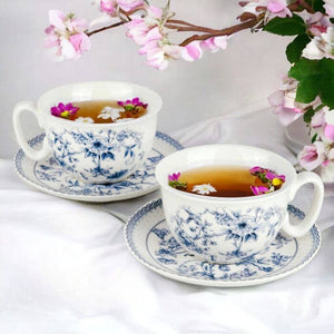 Blue Flowers Porcelain Cup and Saucer Set in Gift Box
