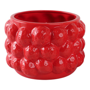 Decorative Planter - Red Ceramic Strawberry Flower, 8 in.