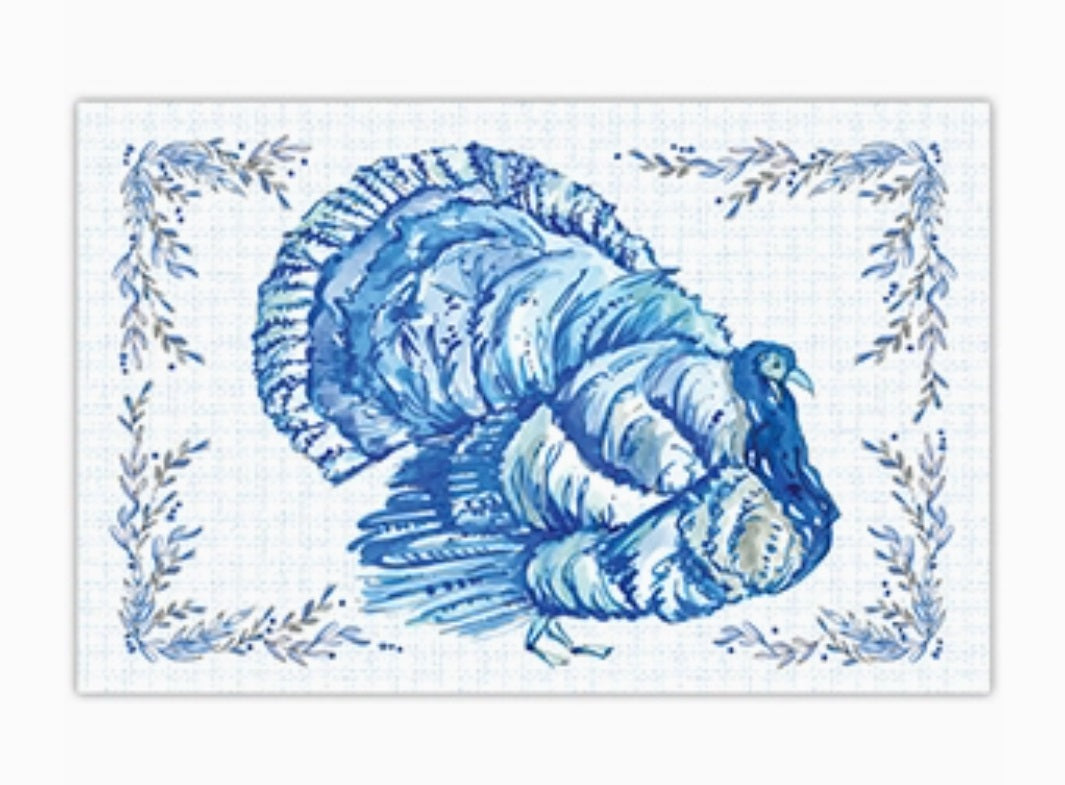 Handpainted Blue Chinoiserie Turkey Placemat