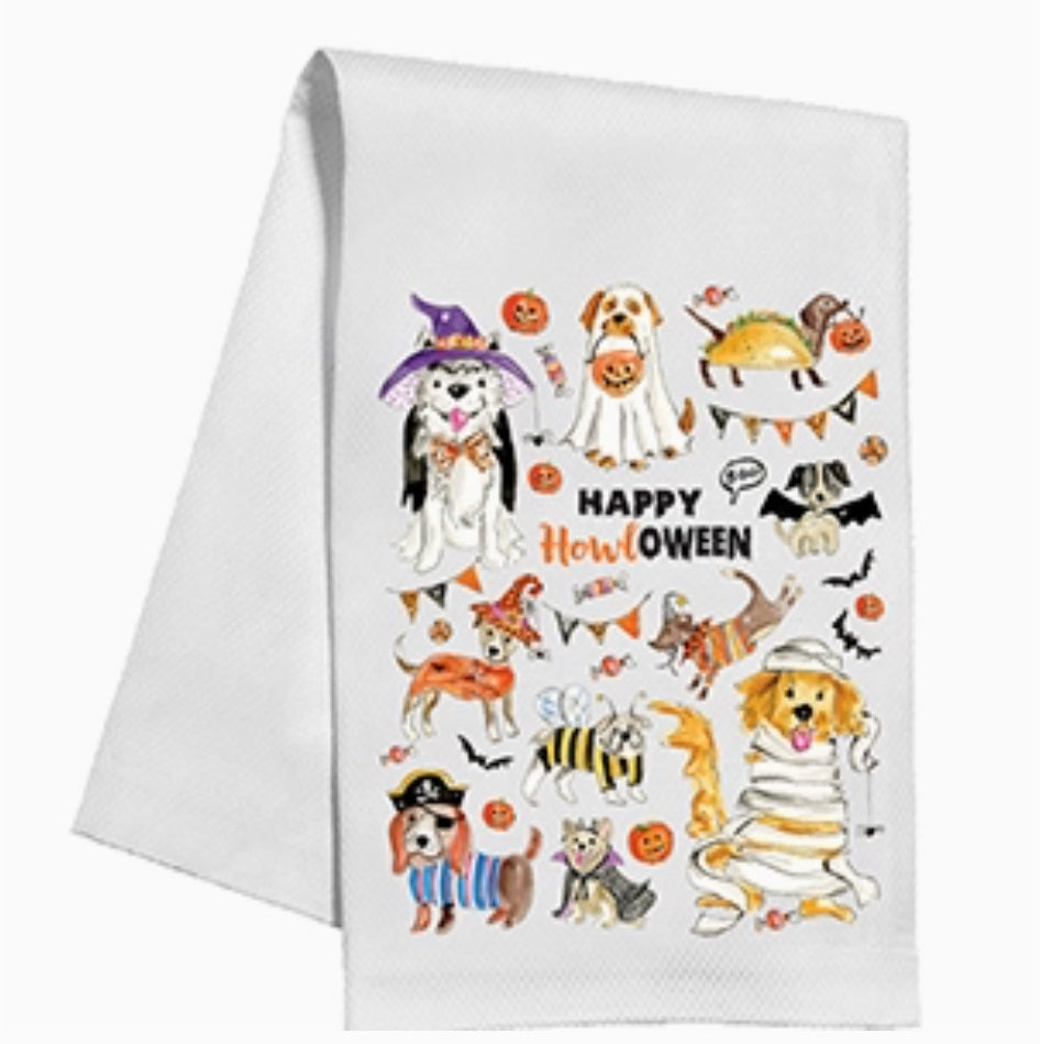 Happy Howloween Trick or Treat Pooches Kitchen Towel