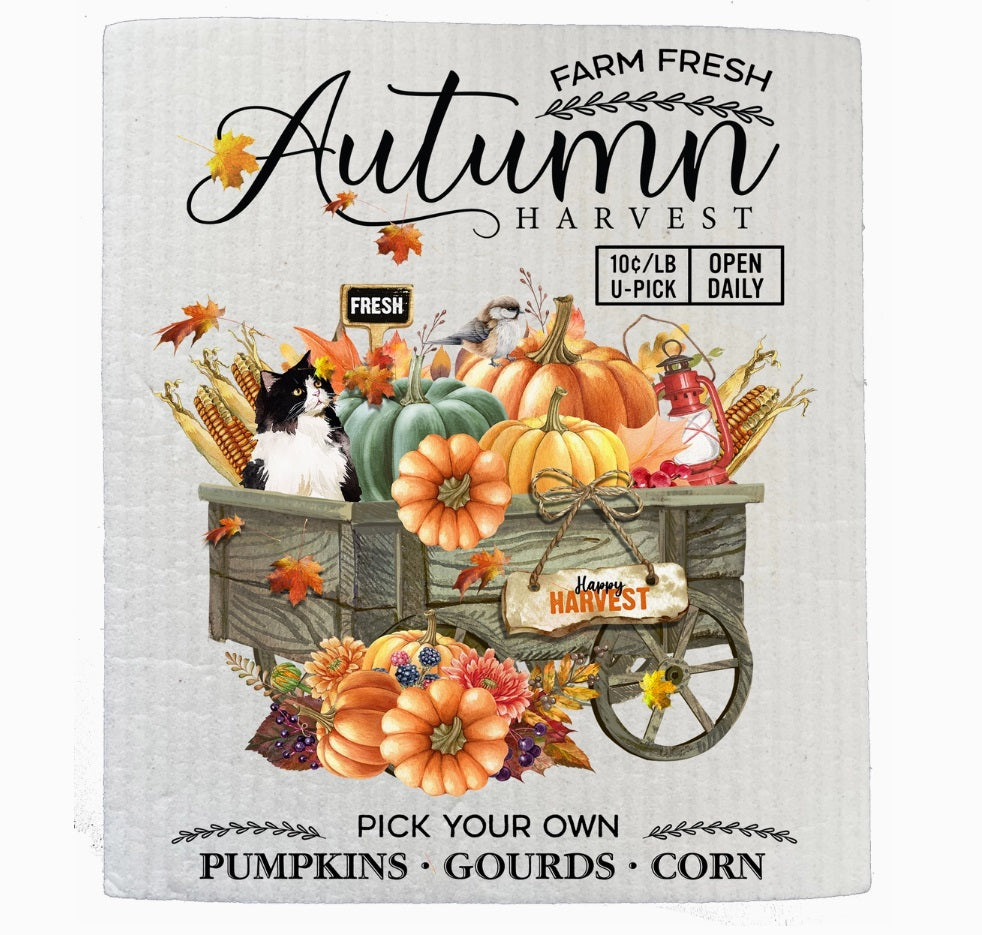 Farm Fresh Fall Autumn Harvest Kitchen Swedish Dish Cloth