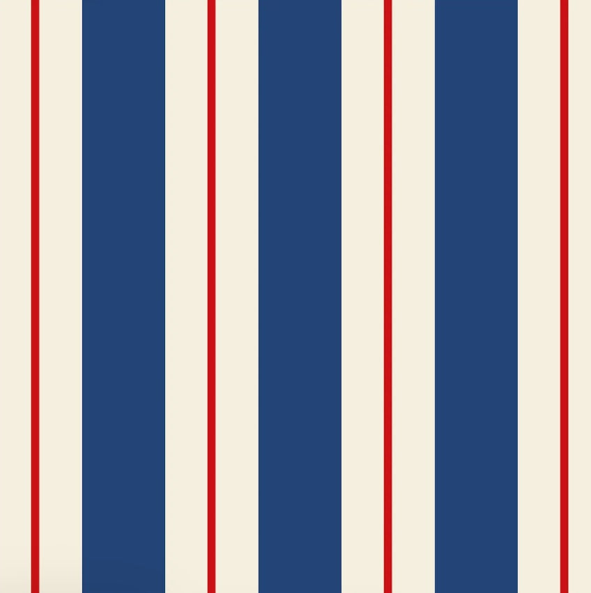 Navy Red Awning Stripe Cocktail Napkin
