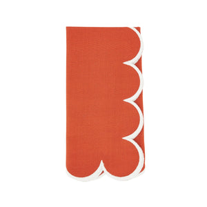 Cotton Scalloped Dinner Napkin: Black/Orange / 20"