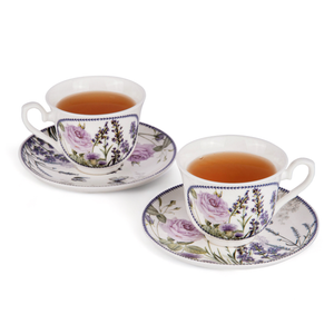 Lavender Porcelain Tea/Coffee Cup and Saucer in Gift Box