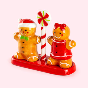 Gift Boxed Gingerbread Figurine Salt and Pepper Shaker Set
