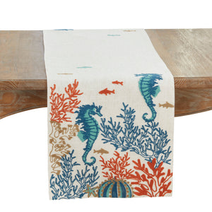Sea Horse And Coral Table Runner: Multi / 16"x70"