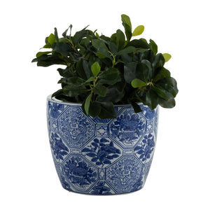 Planters Set of 3 - Blue Ceramic Vintage Style, 6/8/10 in.