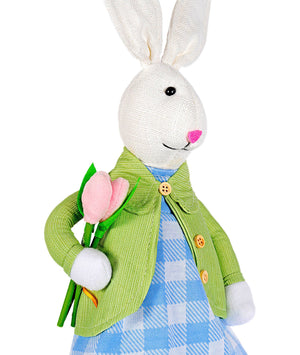 18.9" Girl Rabbit with Tulip Fabric Easter Decoration