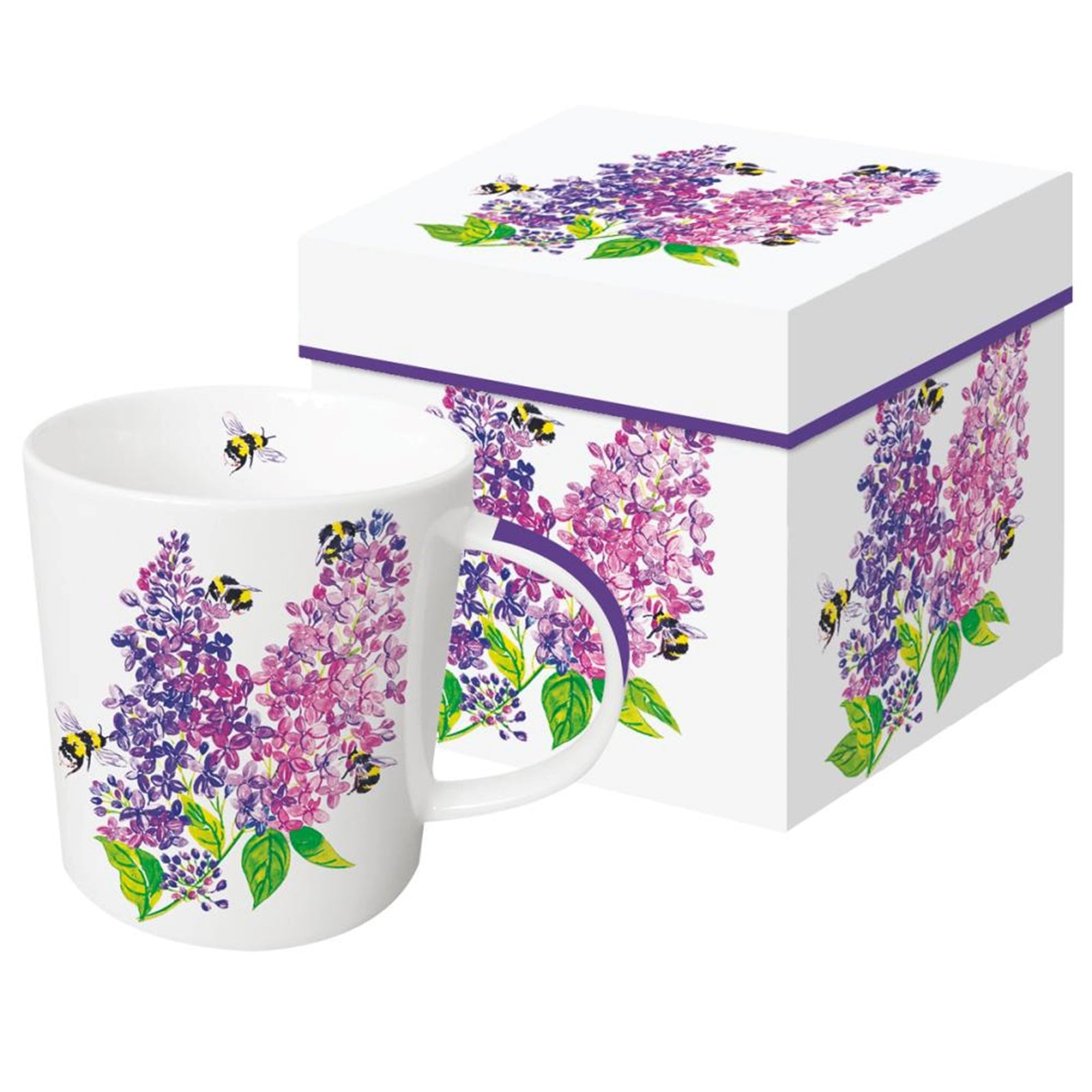 Lilac and Bee Gift Boxed Mug