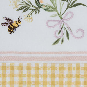 Sweet pea bouquet embellished dishtowel