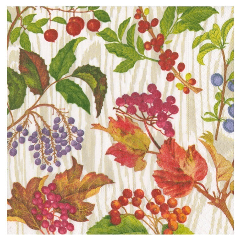 Berry Botonical Taupe Cocktail Napkin