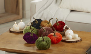 Handmade Small Green Velvet Pumpkin