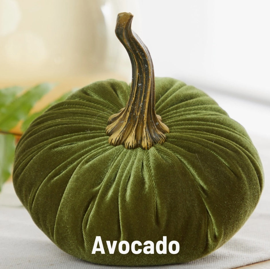 Handmade Small Green Velvet Pumpkin