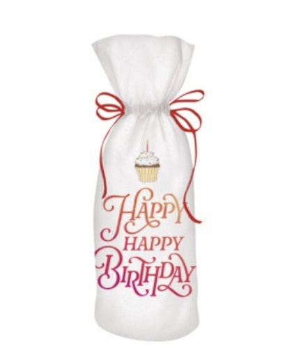 Happy Birthday Wine Bag- Red